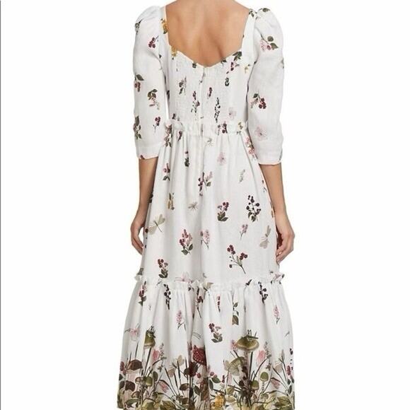 NWT Cara Cara Bluehill Fairytail Mushrooms Border sz 6 Cottagecore Midi Linen - Picture 3 of 13